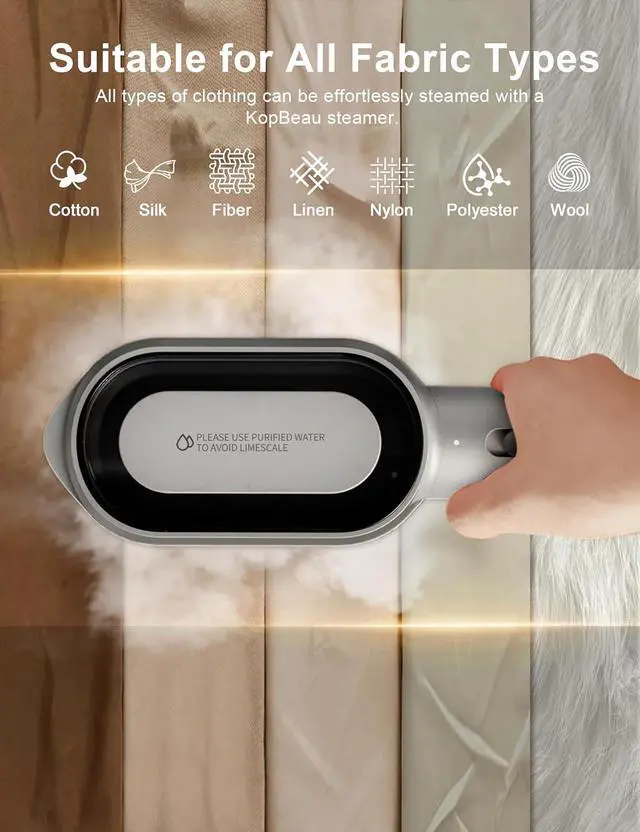 Alt view image 6 of 7 - Steamer for Clothes,2-in-1 Clothes Steamer & Iron for Wrinkles Remover,NTC Precision Ironing Protects Clothes,14 Min of Continuous Steam,1000W Travel Steamer for Travel and Home Use,Grey