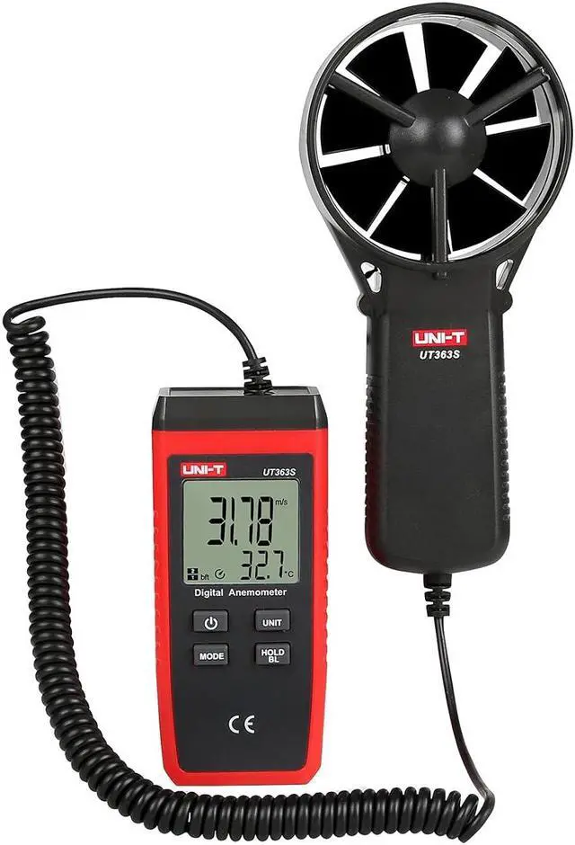 Main image of UT363S Handheld Anemometer Wind Speed Meter Wind Chill Air Temperature Gauge -14°F to 122°F/-10°C to 50°C with Extendable Wind Sensor LCD Backlight Max Min Avg Data Hold, 1 Meter Drop Durability