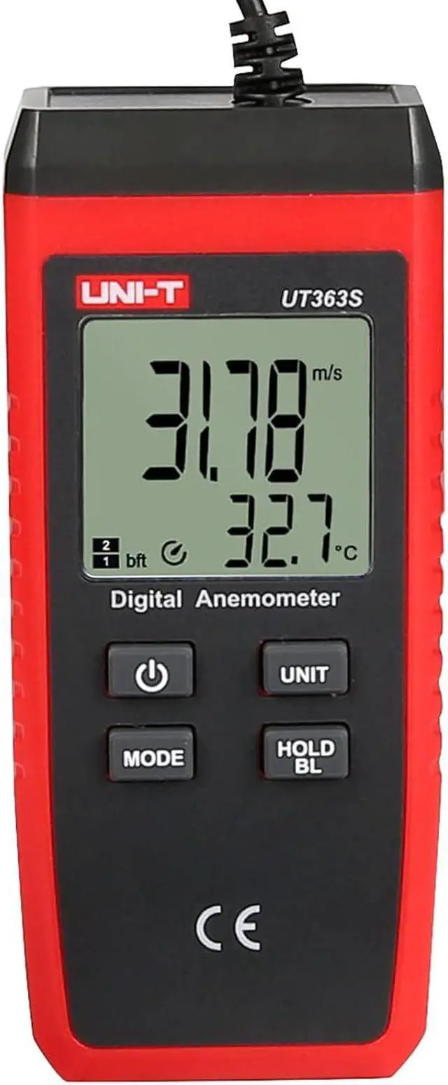 Alt view image 2 of 7 - UT363S Handheld Anemometer Wind Speed Meter Wind Chill Air Temperature Gauge -14°F to 122°F/-10°C to 50°C with Extendable Wind Sensor LCD Backlight Max Min Avg Data Hold, 1 Meter Drop Durability