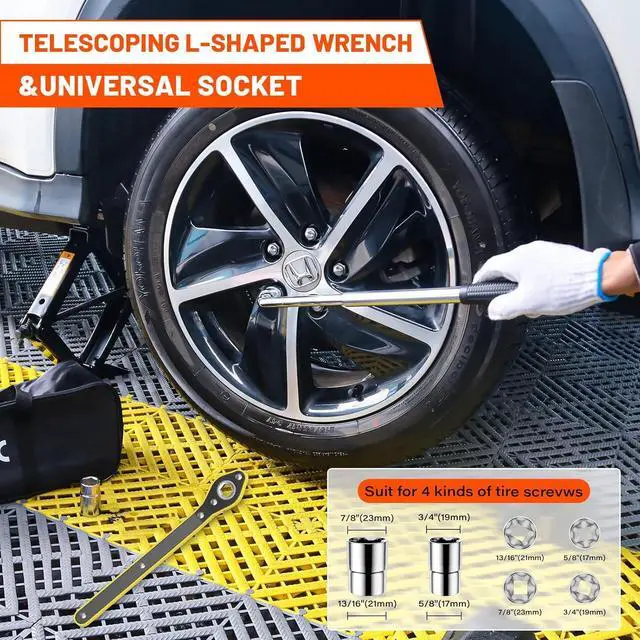 Alt view image 5 of 7 - Car Jack Kit 2.5 Ton/5512 lbs, Universal Scissor Jack for Car with Rubber Jack Pad, Portable Tire Jack Changing kit with Lug Wrench,Car Emergency Kit for Car SUV MPV