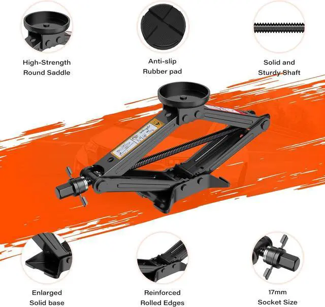 Alt view image 6 of 7 - Car Jack Kit 2.5 Ton/5512 lbs, Universal Scissor Jack for Car with Rubber Jack Pad, Portable Tire Jack Changing kit with Lug Wrench,Car Emergency Kit for Car SUV MPV