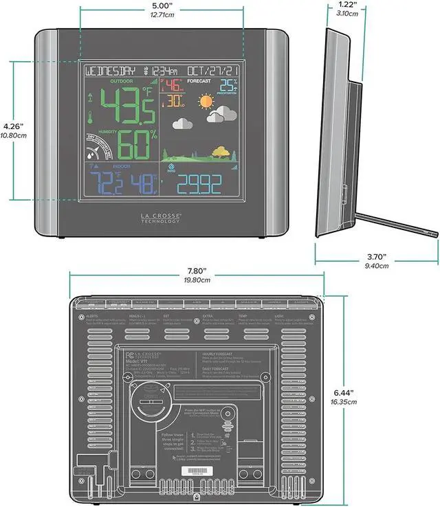 Alt view image 4 of 7 - Technology V11-TH Color Wireless WiFi Weather Station