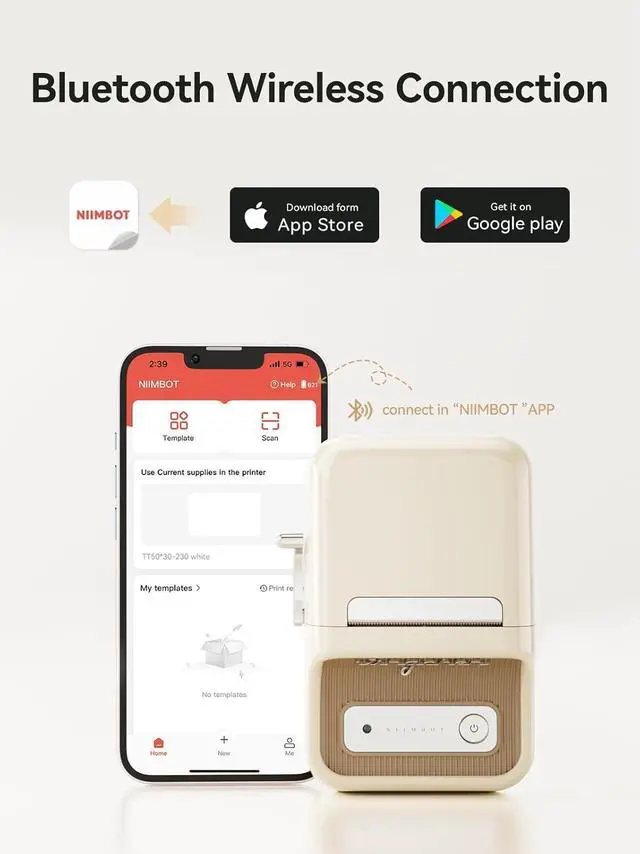 Alt view image 2 of 7 - B21 Label Maker, Thermal Label Printer, Portable Inkless Label Makers for Home/Office/Business, with 1 Pack 50x30mm White Label, Compatible with iOS & Android, (White)