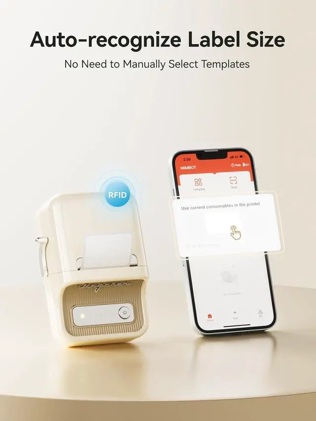 Alt view image 4 of 7 - B21 Label Maker, Thermal Label Printer, Portable Inkless Label Makers for Home/Office/Business, with 1 Pack 50x30mm White Label, Compatible with iOS & Android, (White)