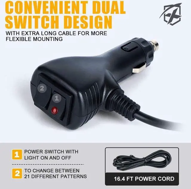 Alt view image 5 of 7 - Amber COB LED Rooftop Strobe Flashing Light Bar Double Side 26" High Visibility Emergency Hazard Warning Beacon Lights w/Magnetic Base for Safety Vehicles Tow Trucks Pickup Cars Snowplow