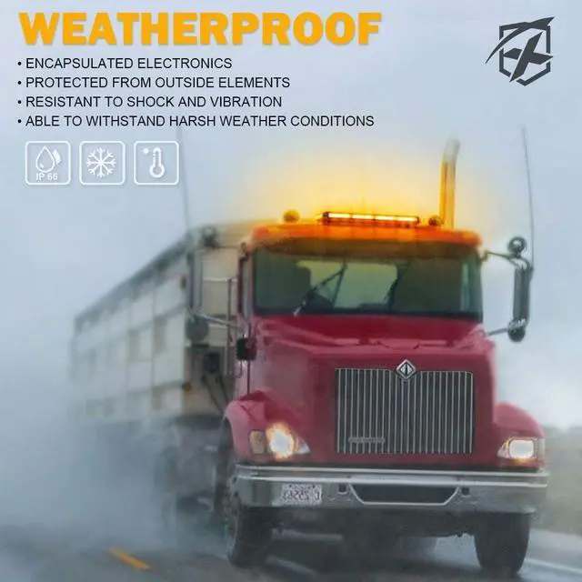 Alt view image 3 of 7 - Amber COB LED Rooftop Strobe Flashing Light Bar Double Side 26" High Visibility Emergency Hazard Warning Beacon Lights w/Magnetic Base for Safety Vehicles Tow Trucks Pickup Cars Snowplow