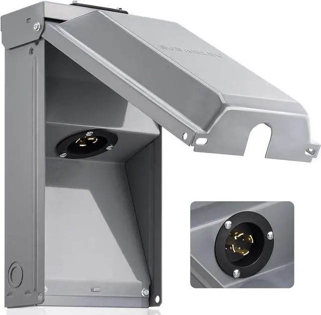 Main image of 30 Amp Generator Inlet Box, NEMA L14-30P Power Inlet Box for 4-Prong Generator Cord, 125/250V, 7500W, Weatherproof Outdoor Generator Receptacle, Ready for Emergency Use