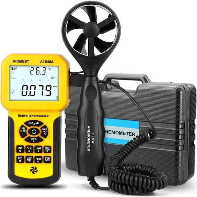 Main image of Precise CFM Meter Handheld HVAC Anemometer - Air Flow Tester Measure 0.001~100mph Wind Speed/Air Velocity Airflow Volume, Professional CFM Gauge AI-846A with Anemometro Case