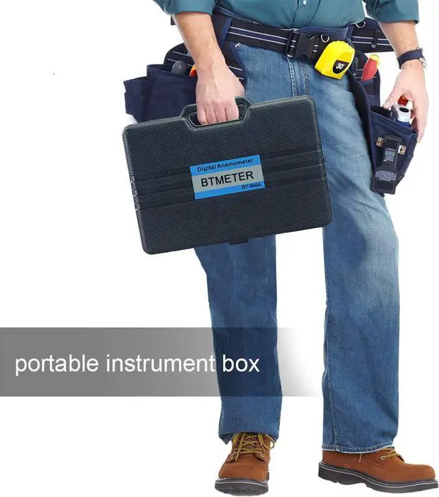 Alt view image 6 of 7 - BT-846A Pro HVAC Anemometer Measures Wind Speed Wind Flow Wind Temperature CFM Air Flow Velocity Meter with Backlight MAX MIN AVG