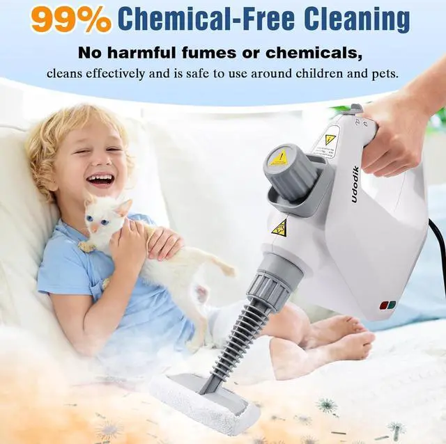 Alt view image 3 of 7 - Handheld Steam Cleaner for home, Steamer for Cleaning, Multipurpose Portable Steam Cleaners Use with Safety Lock and 10 Accessory Kit to Remove Grime, Grease, and More, Save Time and Effort