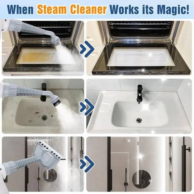 Alt view image 4 of 7 - Handheld Steam Cleaner for home, Steamer for Cleaning, Multipurpose Portable Steam Cleaners Use with Safety Lock and 10 Accessory Kit to Remove Grime, Grease, and More, Save Time and Effort