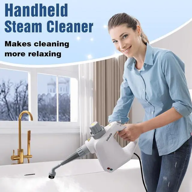 Alt view image 6 of 7 - Handheld Steam Cleaner for home, Steamer for Cleaning, Multipurpose Portable Steam Cleaners Use with Safety Lock and 10 Accessory Kit to Remove Grime, Grease, and More, Save Time and Effort