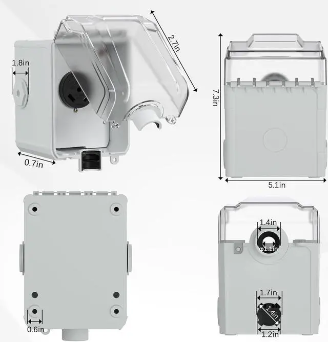 Alt view image 7 of 7 - 30Amp RV Power Outlet Box with Surge Protector Waterproof10000 Joules,with Surge Protection for RV Campers,UL Listed.(NEMA TT-30R Box)