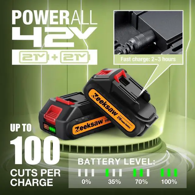 Alt view image 4 of 7 - 6 Inch Cordless, Super Handheld Chainsaw with 2x Big Batteries, Electric Mini Chain saw Battery Powered, Small Hand saws for Tree Wood - Garden Yard Time Saving Tool