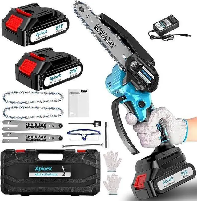 Main image of Mini Electric Chain Saw, GUIFIN 6 Inch Cordless Chainsaw, 2 Pcs Rechargeable Battery, Compact One-Hand Use And Auto Lubrication System, Double Safety Lock, Home Improvement, Garden & Orchard Pruning