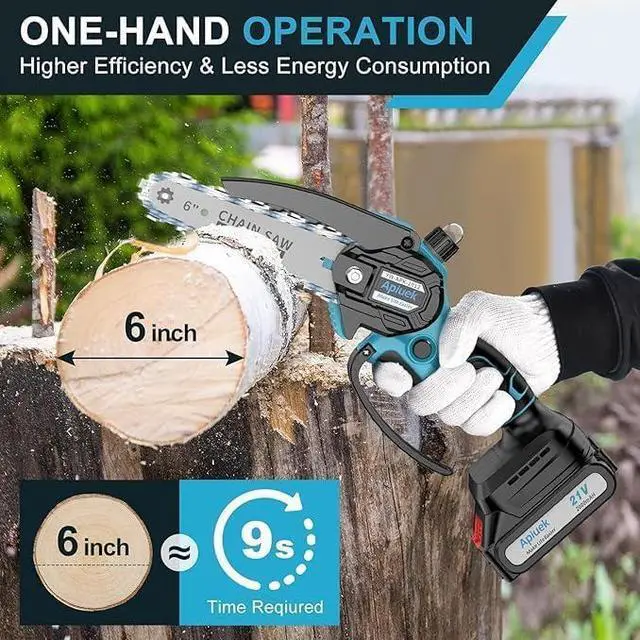 Alt view image 3 of 7 - Mini Electric Chain Saw, GUIFIN 6 Inch Cordless Chainsaw, 2 Pcs Rechargeable Battery, Compact One-Hand Use And Auto Lubrication System, Double Safety Lock, Home Improvement, Garden & Orchard Pruning