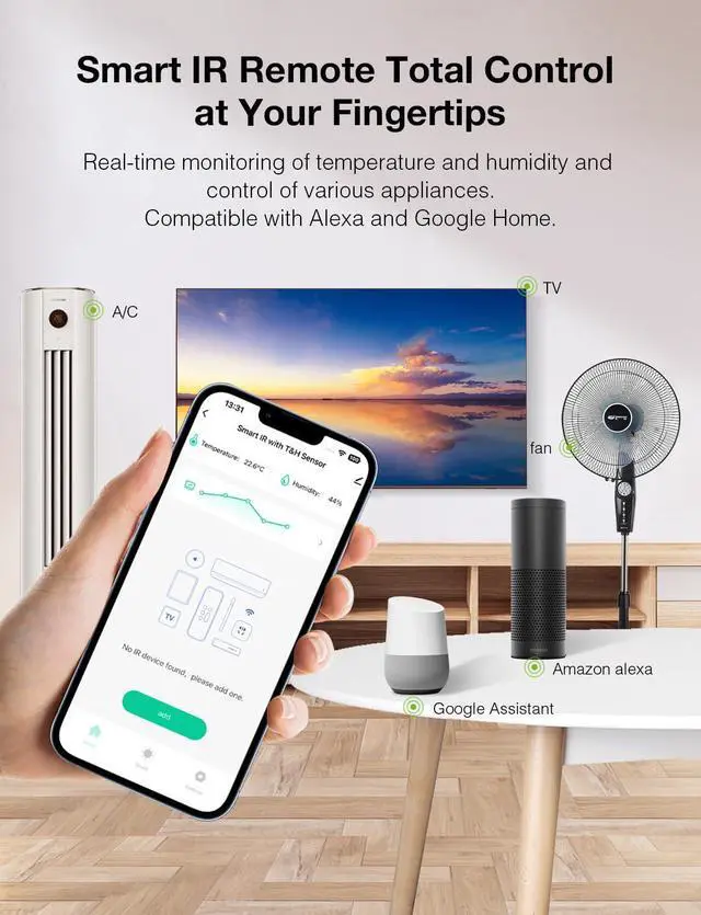 Alt view image 3 of 7 - Smart WiFi Thermometer Hygrometer, Indoor Temperature Humidity Sensor Electronic Ink Display & IR Contorl, App Notification Alert, Free Data Storage Export