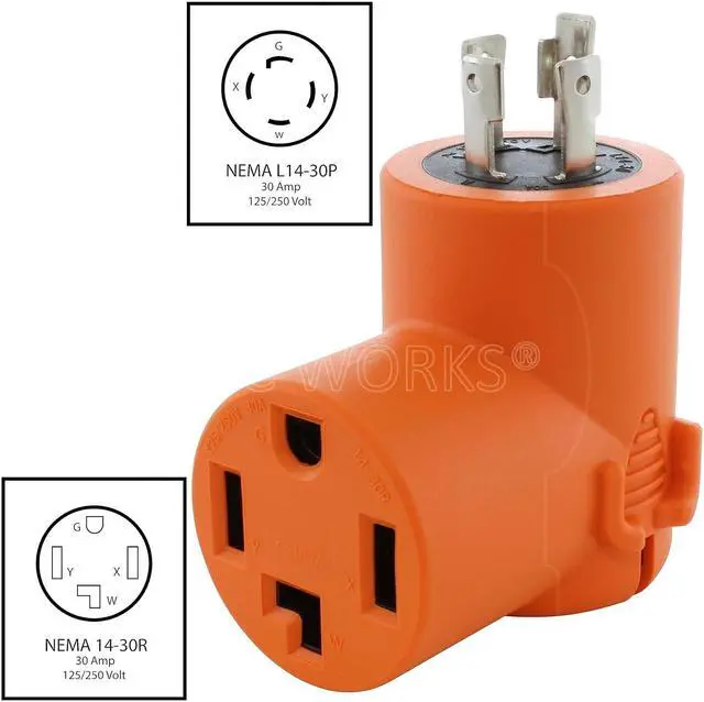 Alt view image 2 of 7 - [ADL14301430] L14-30P 4-Prong 30A Generator Locking Plug to 4-Prong 30A 14-30R Dryer Outlet