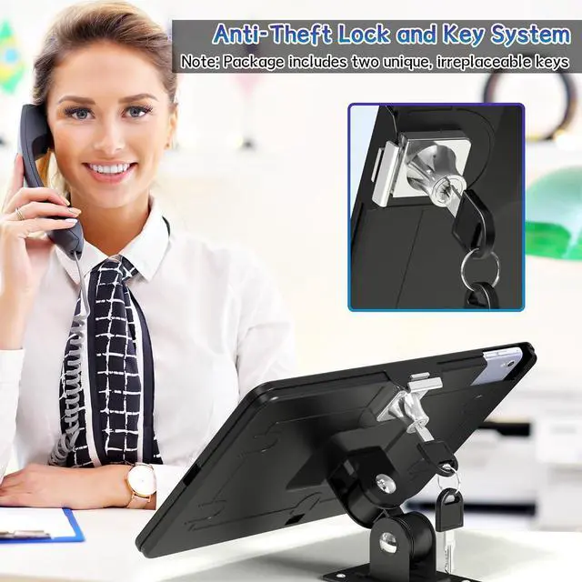 Alt view image 3 of 7 - iPad Wall Mount  Tablet Wall Mount Holder with Anti-Theft Aluminum Security Lock System, Compatible ONLY with iPad 10.2-Inch (9th, 8th, 7th Gen.), Adjustable Design  Black