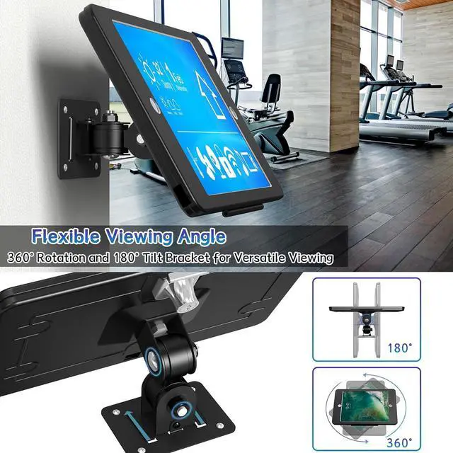 Alt view image 4 of 7 - iPad Wall Mount  Tablet Wall Mount Holder with Anti-Theft Aluminum Security Lock System, Compatible ONLY with iPad 10.2-Inch (9th, 8th, 7th Gen.), Adjustable Design  Black