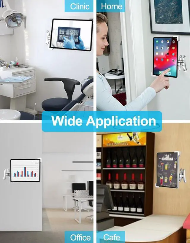Alt view image 2 of 7 - Anti-Theft Tablet Wall Mount, Heavy Duty Articulating in-Wall Tablet Stand Holder with Security Lock and Key, Compatible iPad Pro/Air/Mini, Samsung Galaxy Tabs, Surface, More 7-11" Tablets