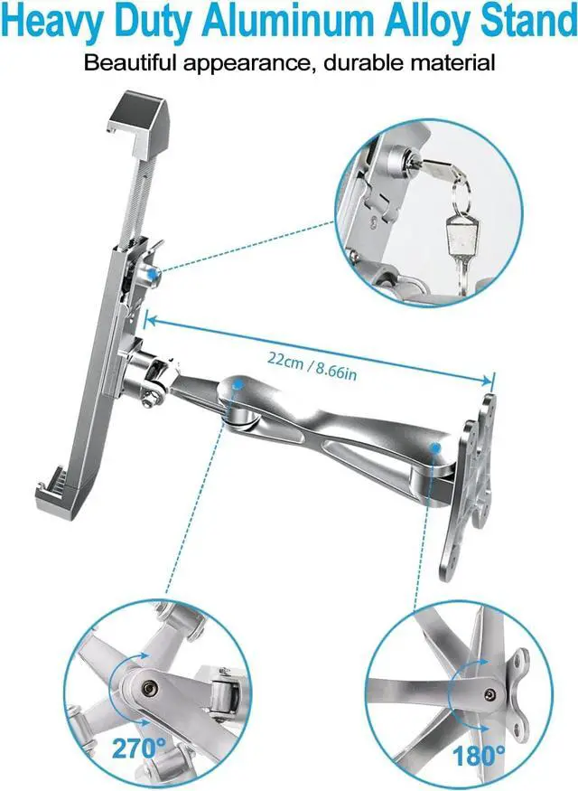 Alt view image 7 of 7 - Anti-Theft Tablet Wall Mount, Heavy Duty Articulating in-Wall Tablet Stand Holder with Security Lock and Key, Compatible iPad Pro/Air/Mini, Samsung Galaxy Tabs, Surface, More 7-11" Tablets