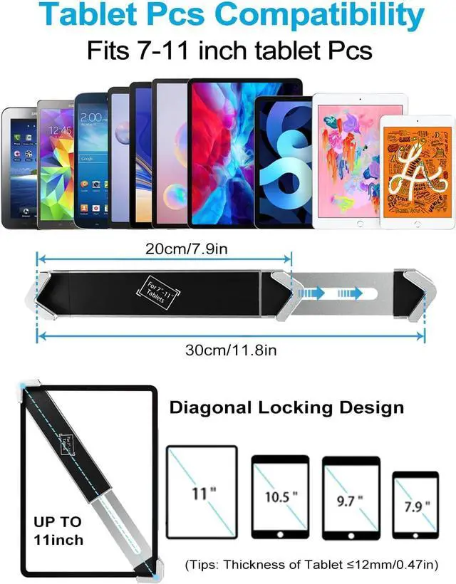 Alt view image 6 of 7 - Anti-Theft Tablet Wall Mount, Heavy Duty Articulating in-Wall Tablet Stand Holder with Security Lock and Key, Compatible iPad Pro/Air/Mini, Samsung Galaxy Tabs, Surface, More 7-11" Tablets