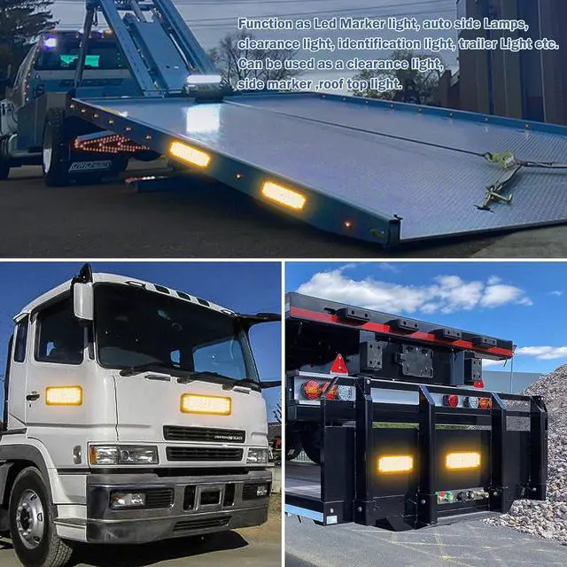 Alt view image 3 of 6 - 2pcs Magnetic Strobe Flashing Hazard Amber beacon Lights for Trucks Trailer Vehicles Wireless Portable 42 LED Trailer Tail Plow Marker Warning Rechargeable Overside Road Light 5 Patterns