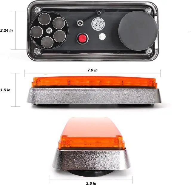 Alt view image 5 of 6 - 2pcs Magnetic Strobe Flashing Hazard Amber beacon Lights for Trucks Trailer Vehicles Wireless Portable 42 LED Trailer Tail Plow Marker Warning Rechargeable Overside Road Light 5 Patterns