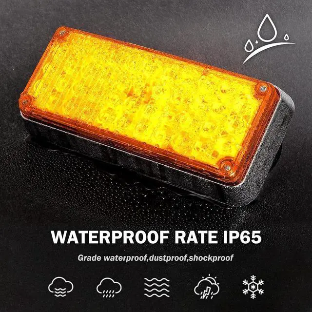 Alt view image 6 of 6 - 2pcs Magnetic Strobe Flashing Hazard Amber beacon Lights for Trucks Trailer Vehicles Wireless Portable 42 LED Trailer Tail Plow Marker Warning Rechargeable Overside Road Light 5 Patterns
