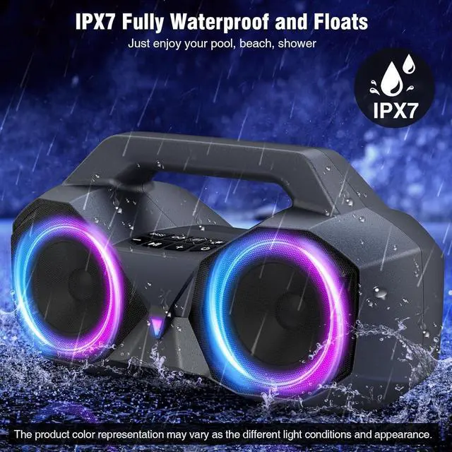 Alt view image 4 of 7 - Portable Bluetooth Speaker - IPX7 Waterproof Wireless Speakers with 80W Loud HiFi Stereo Sound, 20H Playtime, Dynamic Light, Deep Bass, Dual Pairing, 5.3 BT for Outdoor, Gifts
