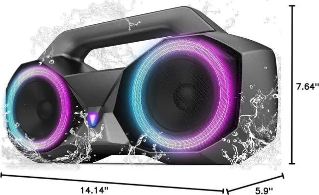 Alt view image 7 of 7 - Speakers Bluetooth Wireless, 80W Loud Speaker with Punchy Bass, HiFi Stereo, IPX7 Waterproof, Long Playtime, Cool Lights, TWS, Portable Speaker for Home, Outdoor, Work and Relaxation, Gifts for All