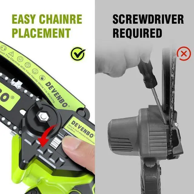 Alt view image 7 of 7 - Mini Chainsaw, 6 Inch Hand Saw with Electric Chainsaw Function, Cordless Hand Saw for Wood Cutting, Yard Tools and Gardening with Batteries and Chains