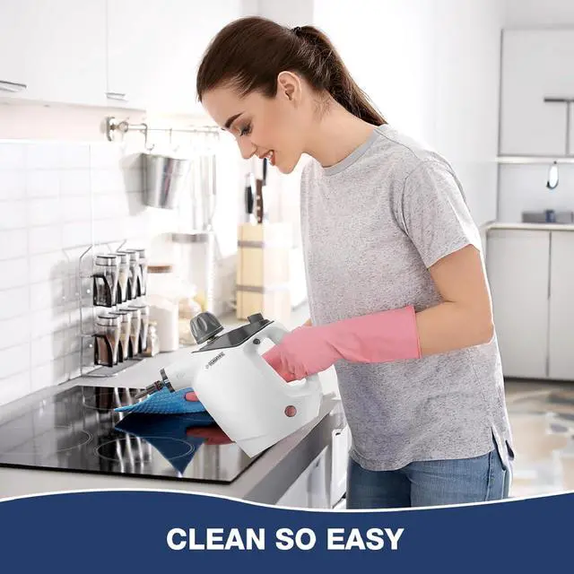 Alt view image 7 of 7 - Handheld Steam Cleaner, Steam Cleaner with 16 PCS Accessory & Safety Lock, 500ML Large Capacity Natural Surface Steam for Cleaning, Multipurpose Steam Cleaner for Home, Car, Bathroom, Grease(White)