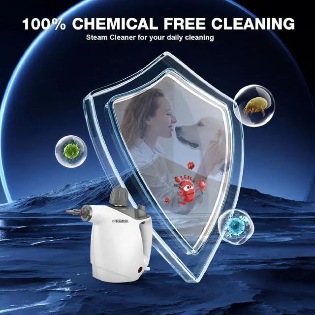 Alt view image 6 of 7 - Handheld Steam Cleaner, Steam Cleaner with 16 PCS Accessory & Safety Lock, 500ML Large Capacity Natural Surface Steam for Cleaning, Multipurpose Steam Cleaner for Home, Car, Bathroom, Grease(White)