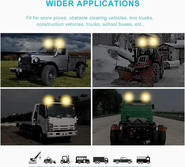 Alt view image 7 of 7 - Class I Big LED Beacon Light 6.6", 80W Automatic Light-sensitive Warning Caution Lights,Rooftop Permanet Mount Flashing Strobe Lights for Construction Vehicles Trucks Car