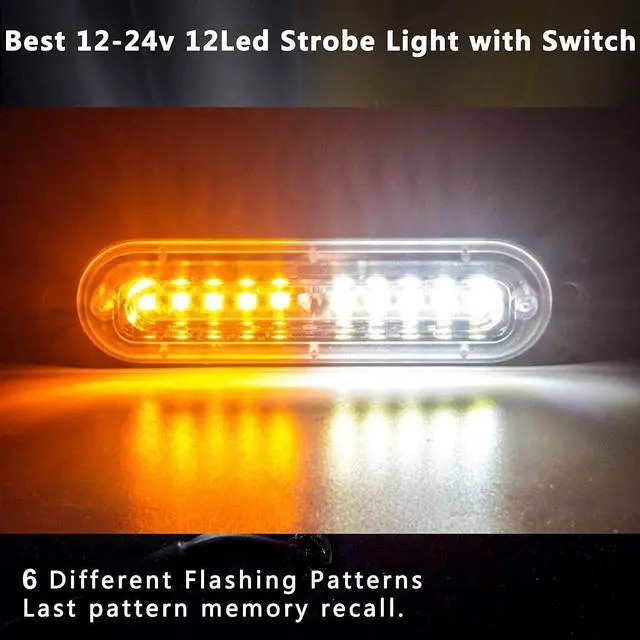 Alt view image 5 of 5 - E Led Strobe Lights for Trucks Vehicles Suvs, 12-24 8pcs Emergency Warning Caution Hazard Construction Ultra Slim Sync Car with Control Box Surface Mount (White Amber)
