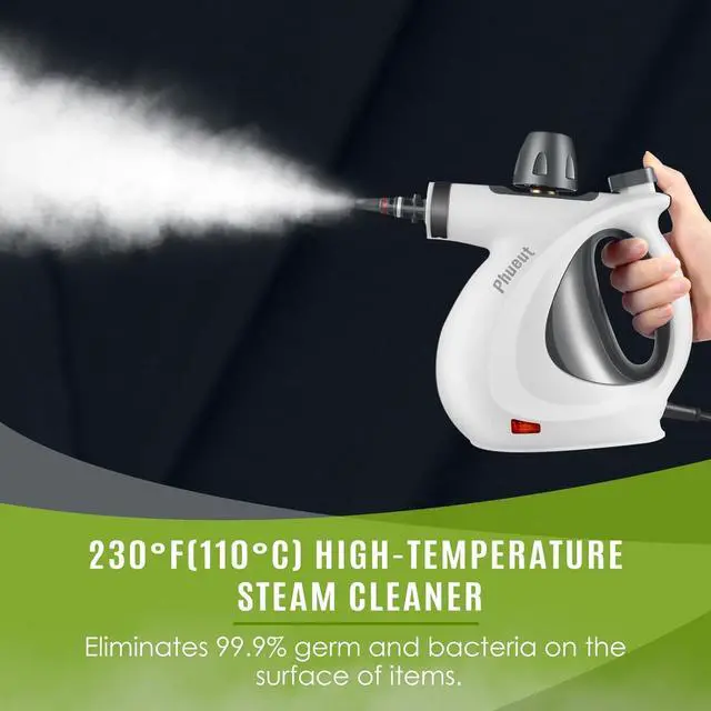Alt view image 2 of 7 - Pressurized Handheld Multi-Surface Natural Steam Cleaner with 12 pcs Accessories, Multi-Purpose Steamer for Home Use, Steamer for Cleaning Floor, Upholstery, Grout and Car