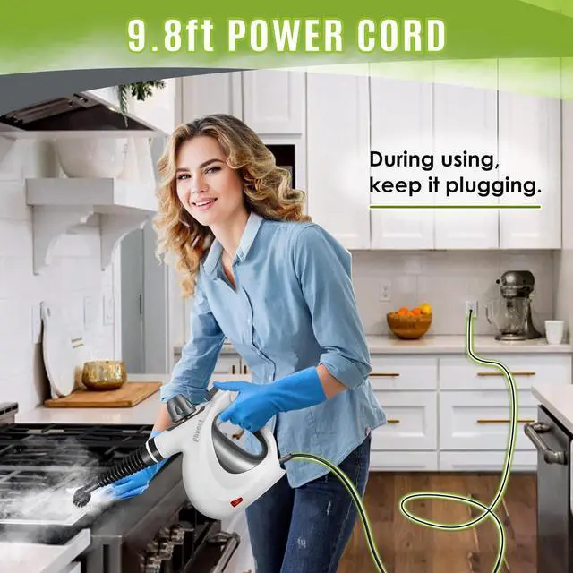 Alt view image 6 of 7 - Pressurized Handheld Multi-Surface Natural Steam Cleaner with 12 pcs Accessories, Multi-Purpose Steamer for Home Use, Steamer for Cleaning Floor, Upholstery, Grout and Car