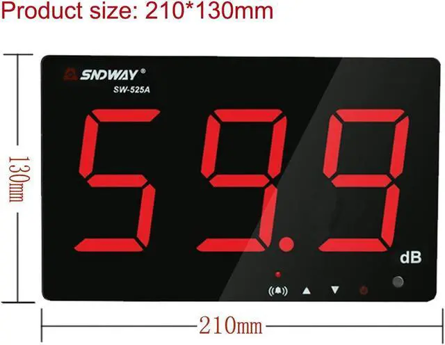 Alt view image 4 of 7 - SW-525A 30-130dB Digital Sound Level Meter with Large LCD Display Noise Meter Decibel Wall Mounted Hanging (525A)