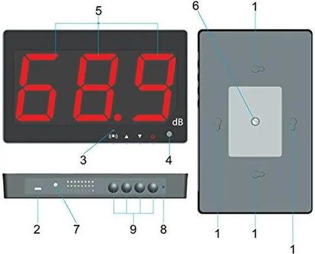 Alt view image 7 of 7 - SW-525A 30-130dB Digital Sound Level Meter with Large LCD Display Noise Meter Decibel Wall Mounted Hanging (525A)