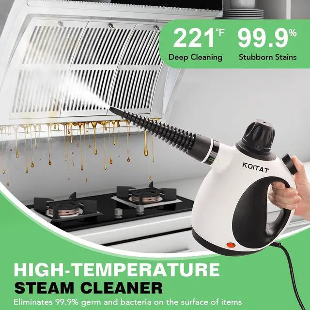 Alt view image 2 of 7 - Steam Cleaner, Handheld Pressurized Steamer with 10-Piece Accessory Set, Multipurpose Portable Upholstery Steamer Cleaning with Safety Lock, All Natural Steam Cleaner for Home, Upholstery, Car, Floor