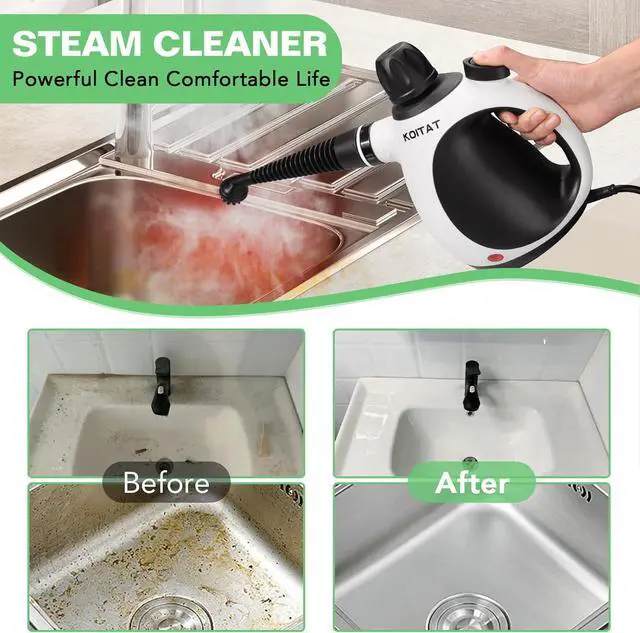 Alt view image 4 of 7 - Steam Cleaner, Handheld Pressurized Steamer with 10-Piece Accessory Set, Multipurpose Portable Upholstery Steamer Cleaning with Safety Lock, All Natural Steam Cleaner for Home, Upholstery, Car, Floor