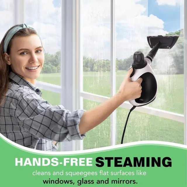 Alt view image 6 of 7 - Steam Cleaner, Handheld Pressurized Steamer with 10-Piece Accessory Set, Multipurpose Portable Upholstery Steamer Cleaning with Safety Lock, All Natural Steam Cleaner for Home, Upholstery, Car, Floor