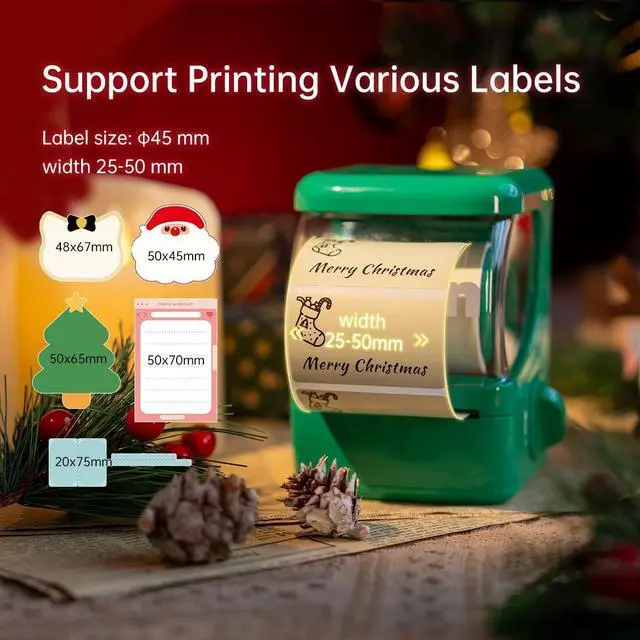 Alt view image 3 of 7 - Label Maker New 1, Label Maker Machine with Tape (4 Rolls of Label), Bluetooth Label Printer Sticker Printer for Home and Business (Green)