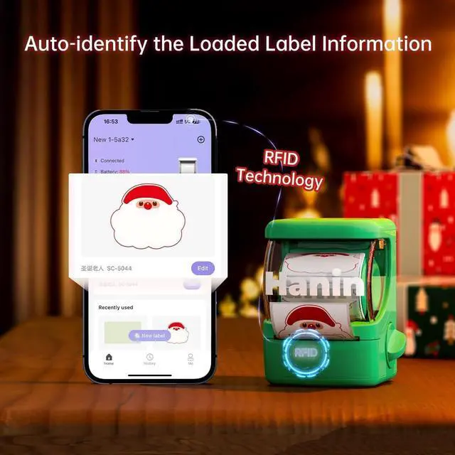Alt view image 4 of 7 - Label Maker New 1, Label Maker Machine with Tape (4 Rolls of Label), Bluetooth Label Printer Sticker Printer for Home and Business (Green)