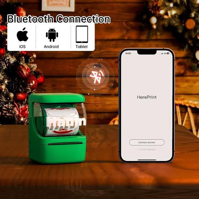 Alt view image 5 of 7 - Label Maker New 1, Label Maker Machine with Tape (4 Rolls of Label), Bluetooth Label Printer Sticker Printer for Home and Business (Green)