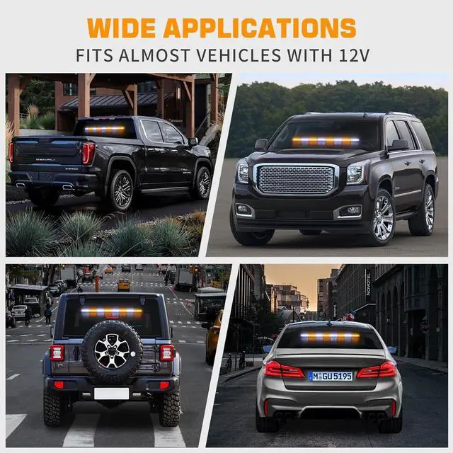 Alt view image 6 of 6 - 35 inch Traffic Advisor Light Bar 48 LED Strobe Lights Amber White Emergency Safety Warning Lights Front/Rear Window w/Display Controller for Construction Vehicles plow/Tow Trucks Wreckers