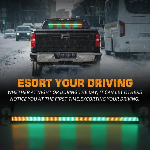 Alt view image 2 of 6 - 35 inch Traffic Advisor Light Bar 144 LED Green Amber strobe lights Emergency Warning Flashing Safety Interior Windshield w/Directional Arrow for Construction Vehicles plow Trucks