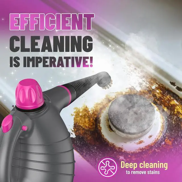 Alt view image 4 of 7 - Handheld Steam Cleaner with 10pcs Accessories&Safety Lock, Multi-Purpose Natural Deep Cleaning Steamer, Multi-Surface Steamer for Cleaning Home, Car, Upholstery, Grout, Grime and Grease